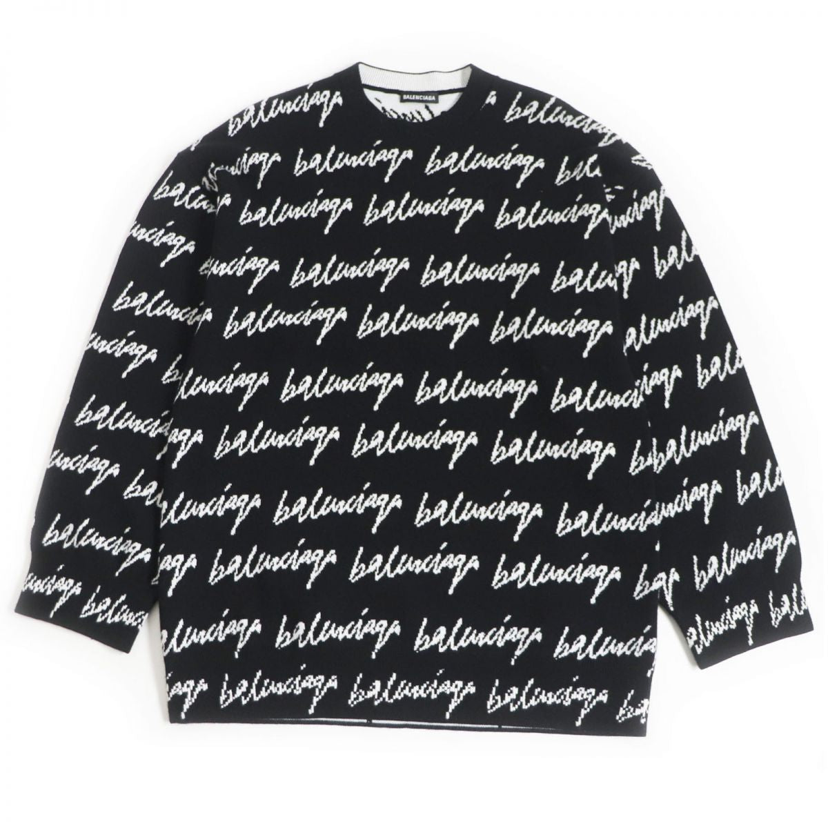 Balenciaga Wool Logo Oversized Knit Sweater XS