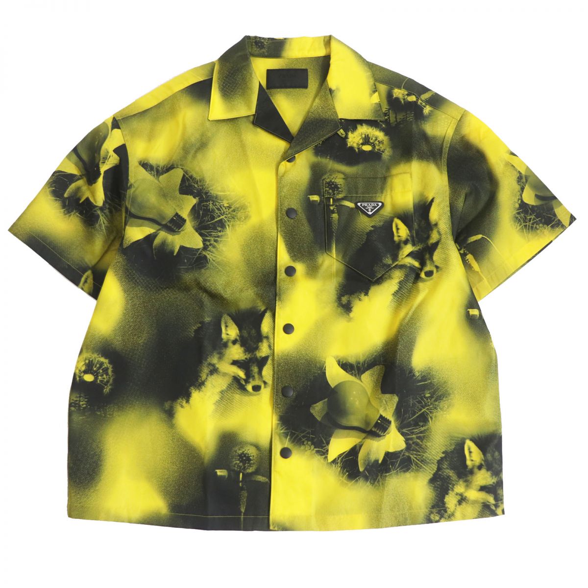 Prada RE-NYLON Open Collar Shirt Yellow M