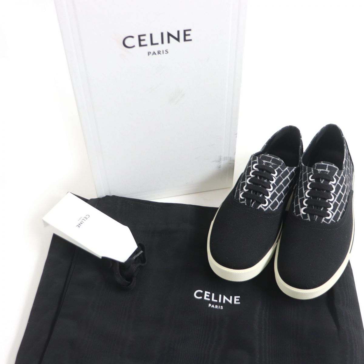 Celine Canvas Lace-up Sneakers Black 41