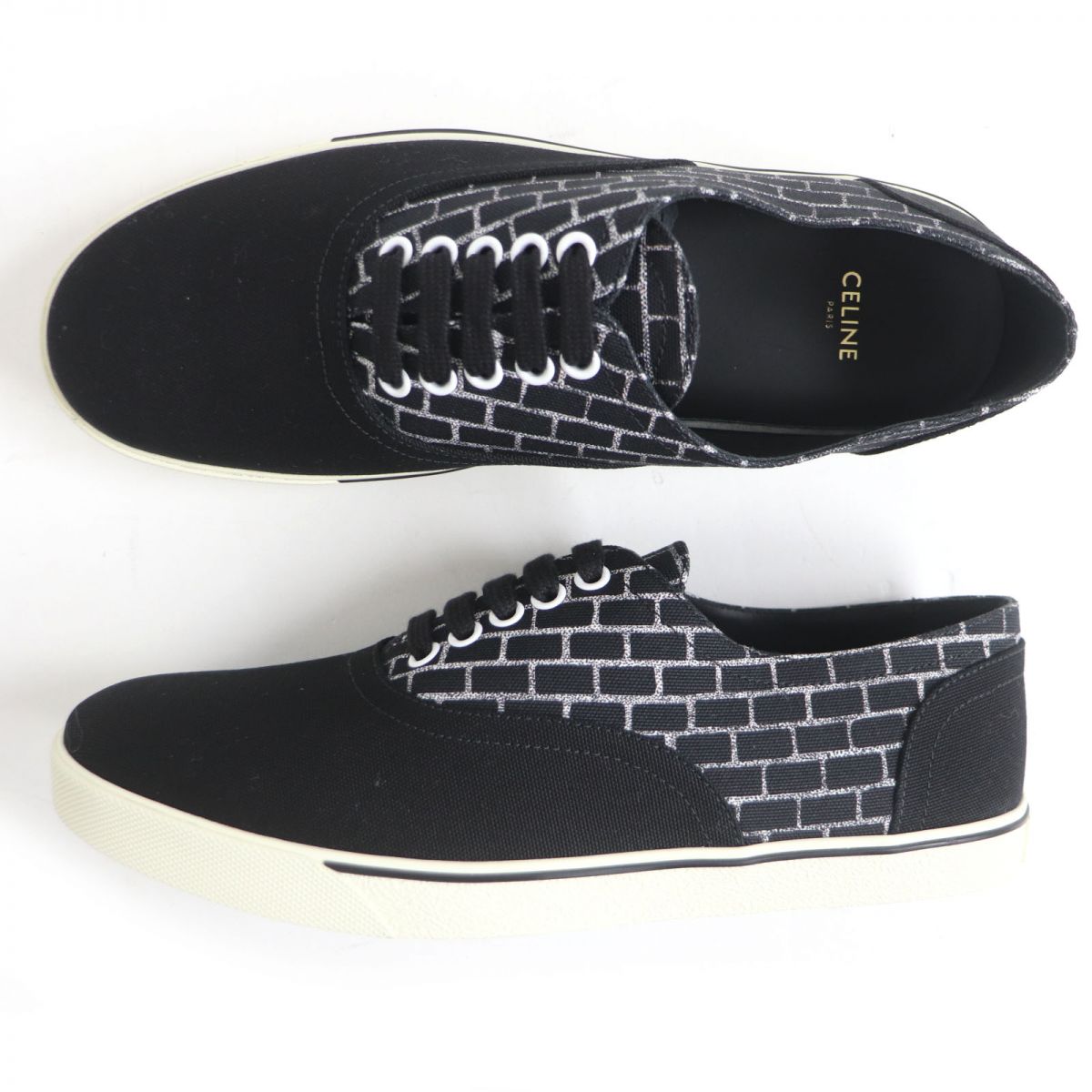 Celine Canvas Lace-up Sneakers Black 41