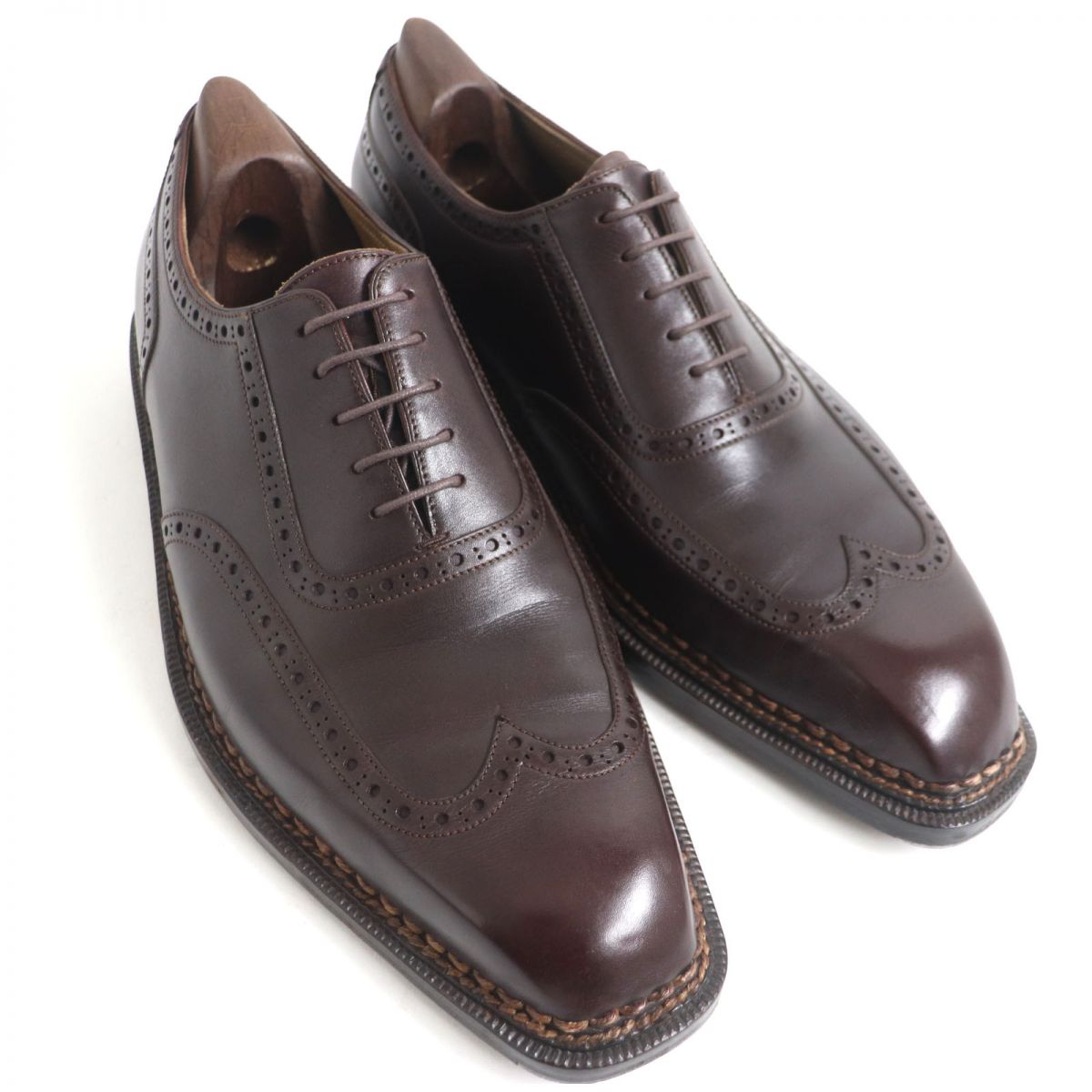 Berluti Leather Wingtip Dress Shoes Brown