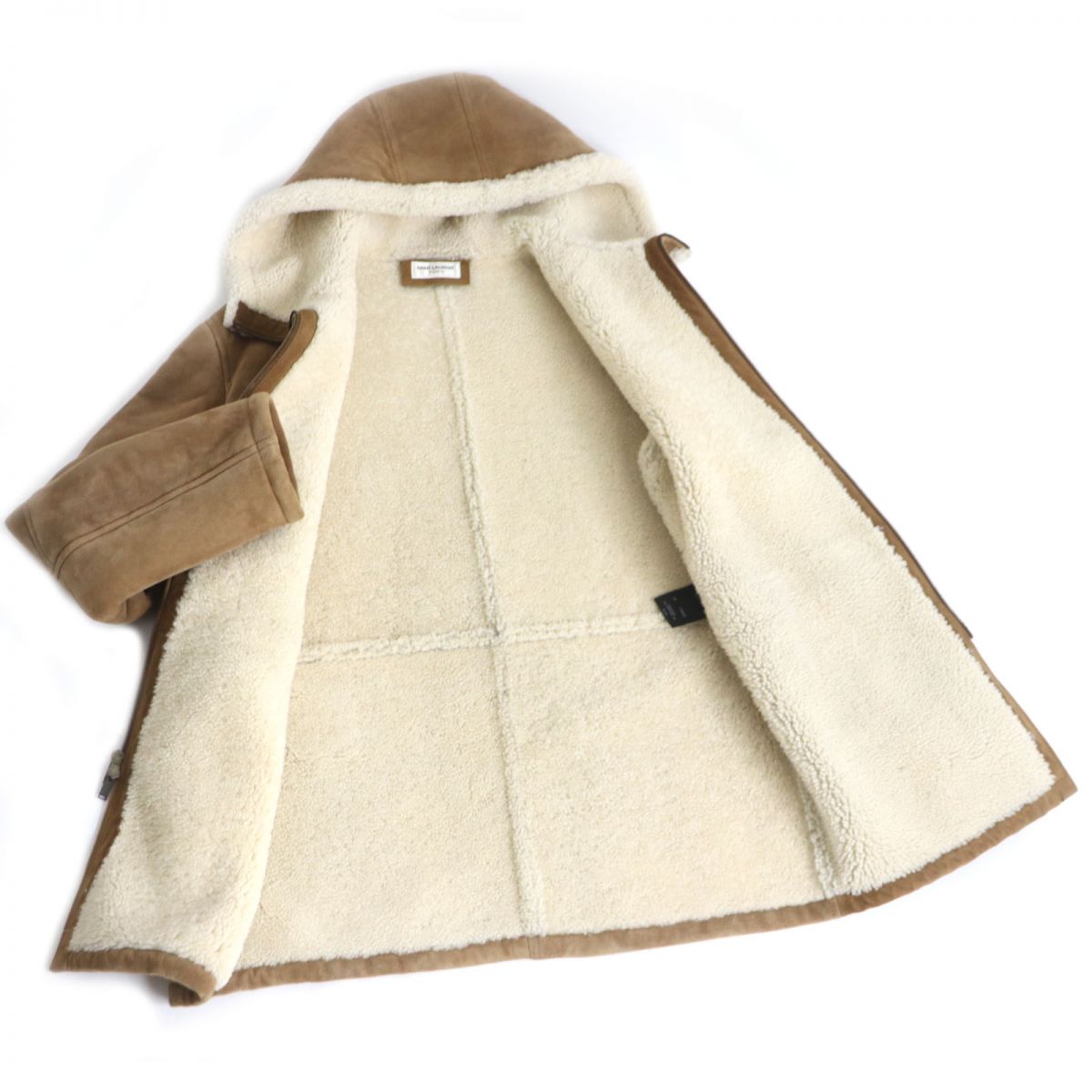 Saint Laurent Hooded Mouton Coat Camel 46