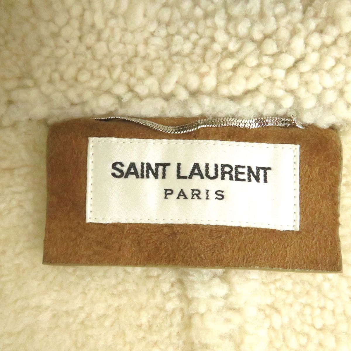 Saint Laurent Hooded Mouton Coat Camel 46