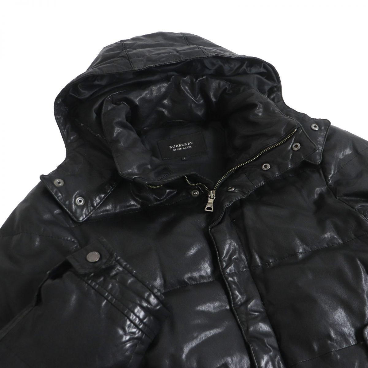 Burberry Lambskin Goose Down Hooded Jacket Black L