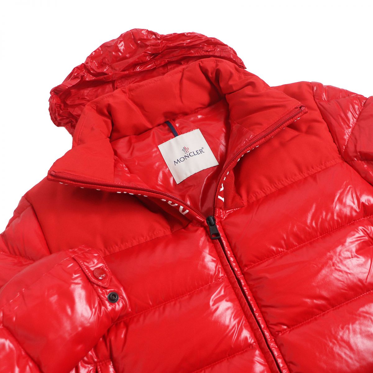 Moncler BRUEL Logo Hooded Down Jacket Red