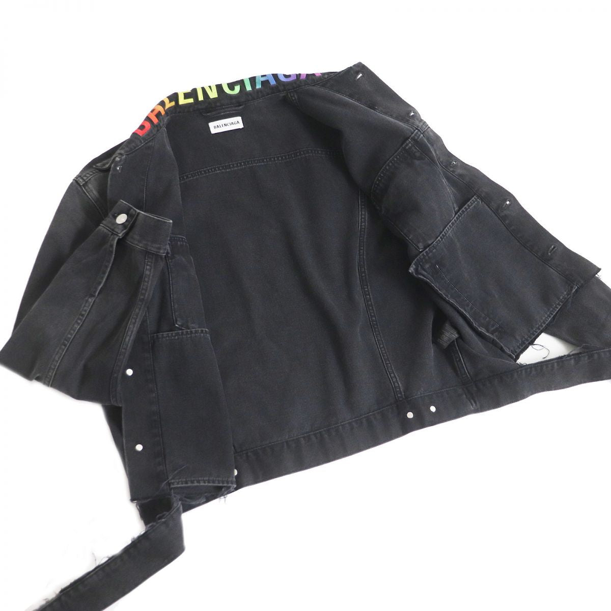 Balenciaga Rainbow Logo Denim Jacket Black 36