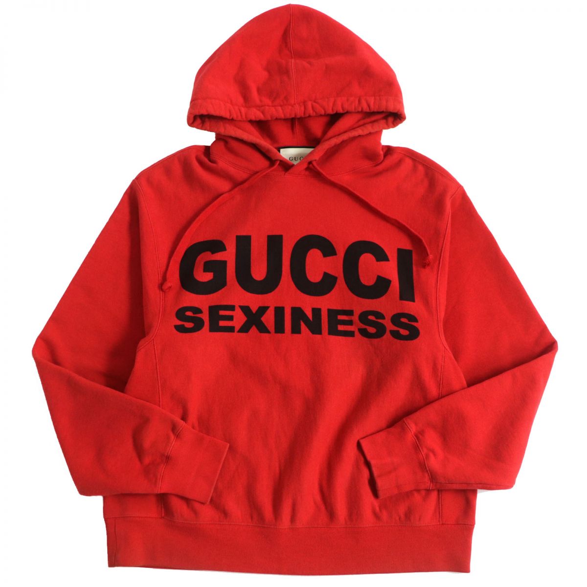 Gucci Cotton Pullover Logo Hoodie Red XS