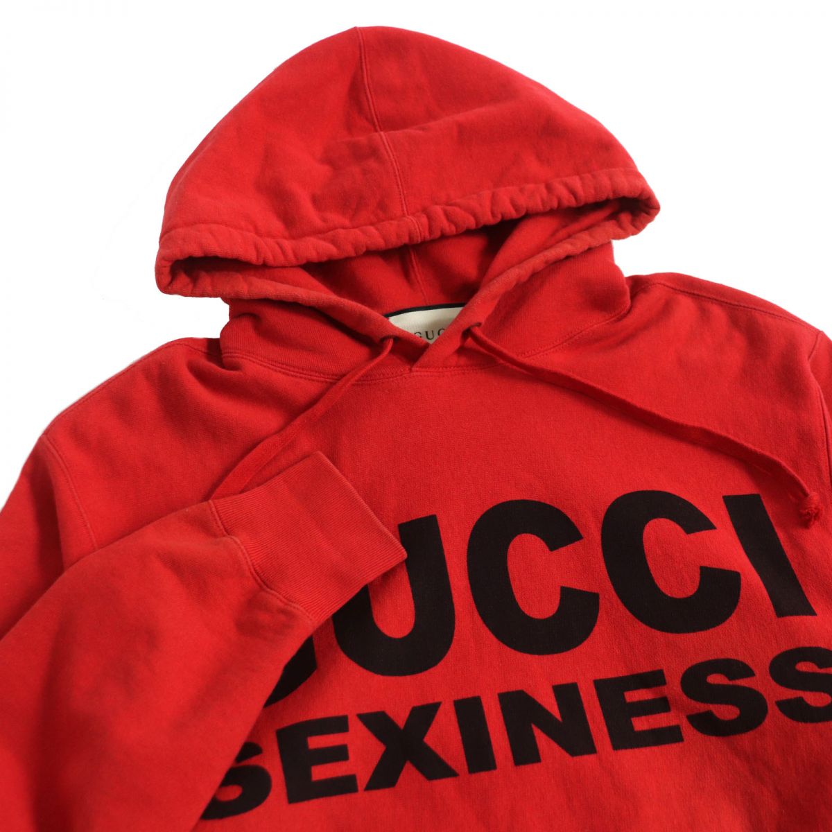 Gucci Cotton Pullover Logo Hoodie Red XS