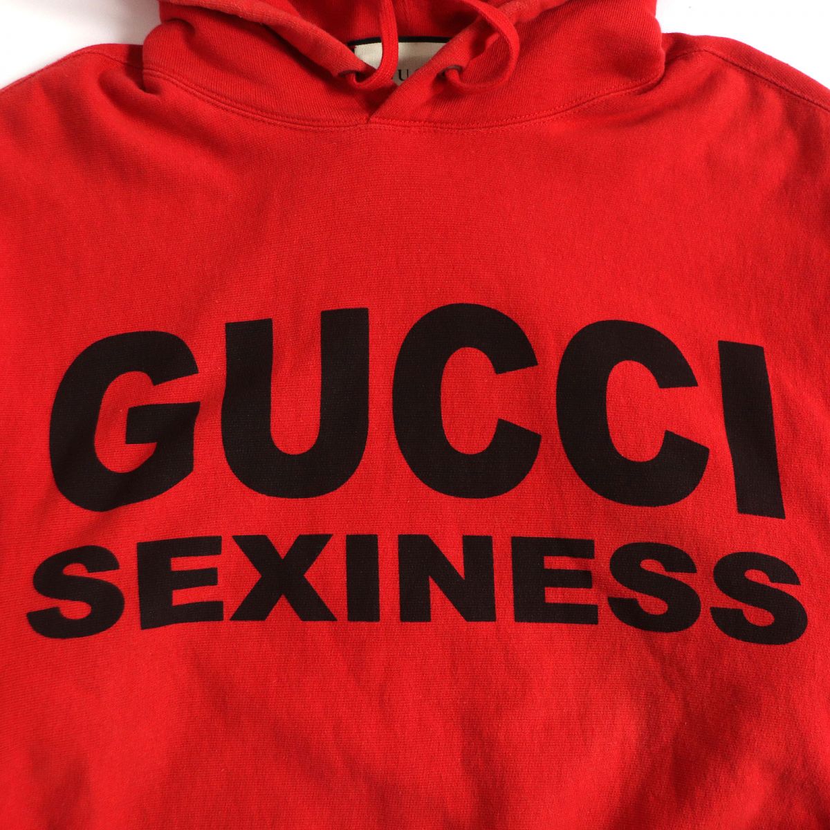 Gucci Cotton Pullover Logo Hoodie Red XS