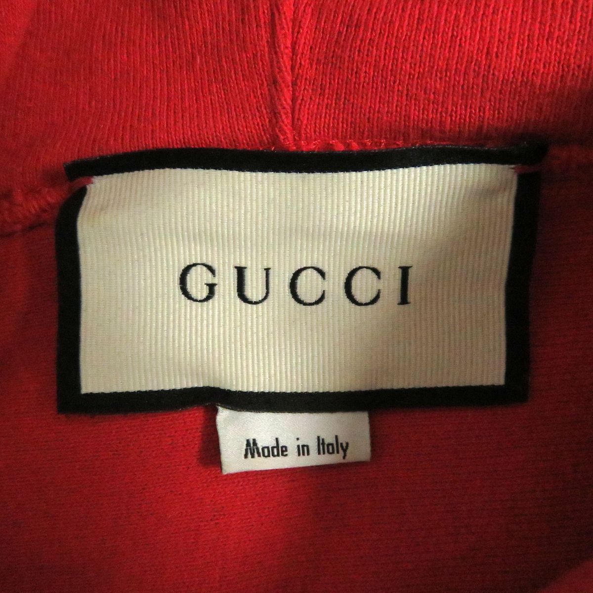 Gucci Cotton Pullover Logo Hoodie Red XS