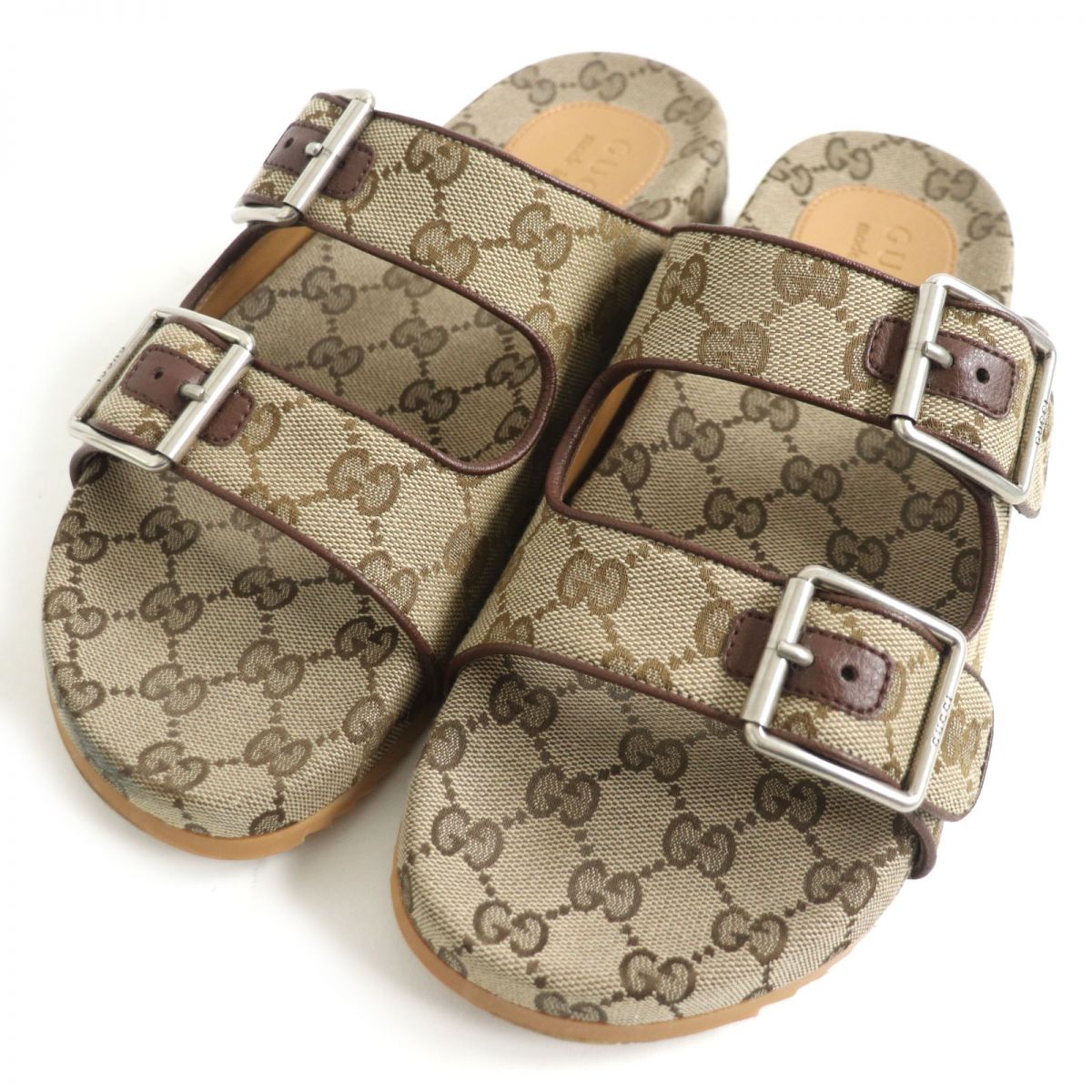 Gucci GG Canvas Slide Sandals Beige 6