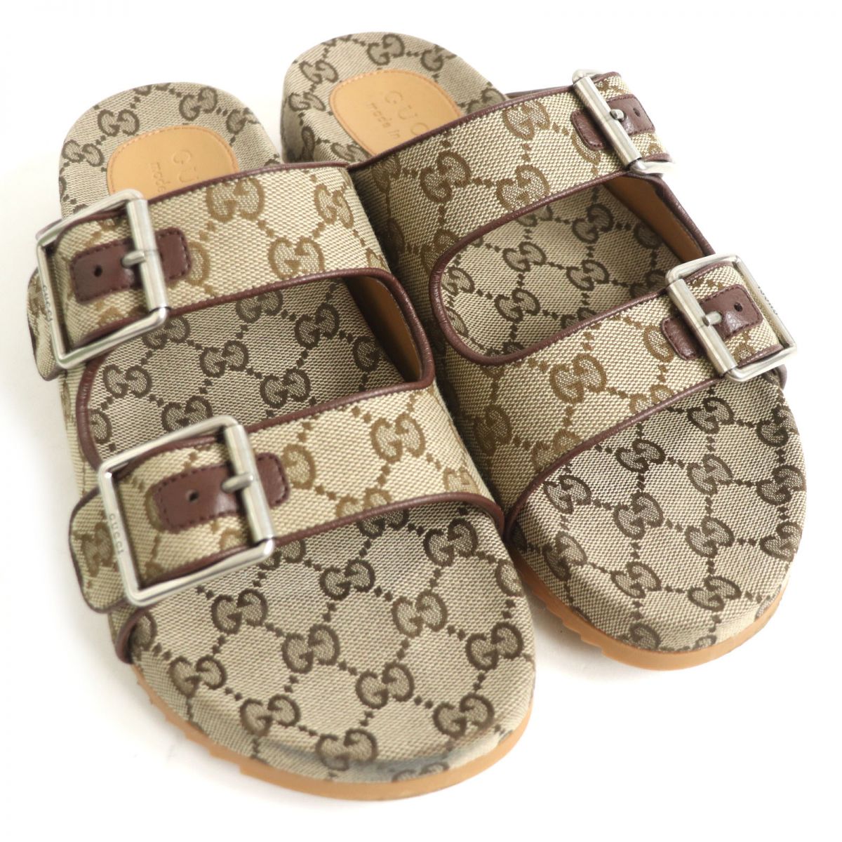 Gucci GG Canvas Slide Sandals Beige 6