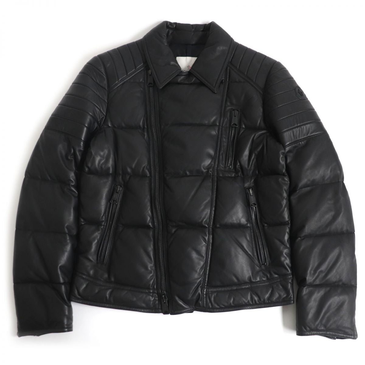 Moncler LECLERC Lamb Leather Down Jacket Black