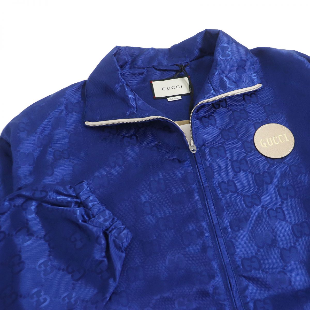 Gucci GG Pattern Leather Track Jacket Blue