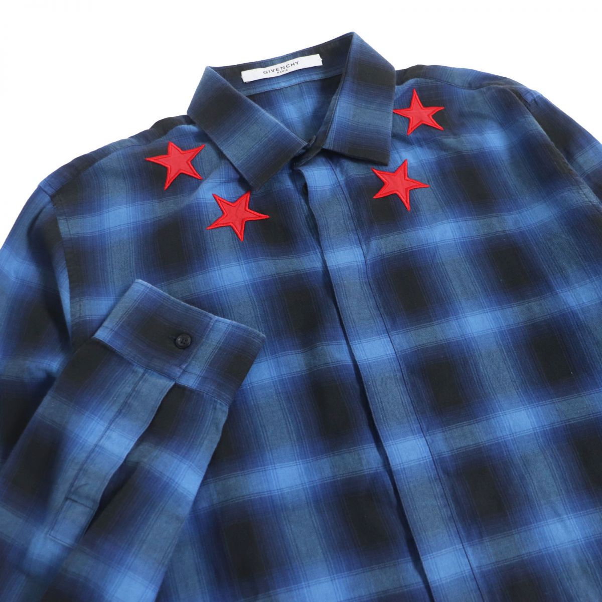 Givenchy Star Patch Check Shirt Blue Size 41