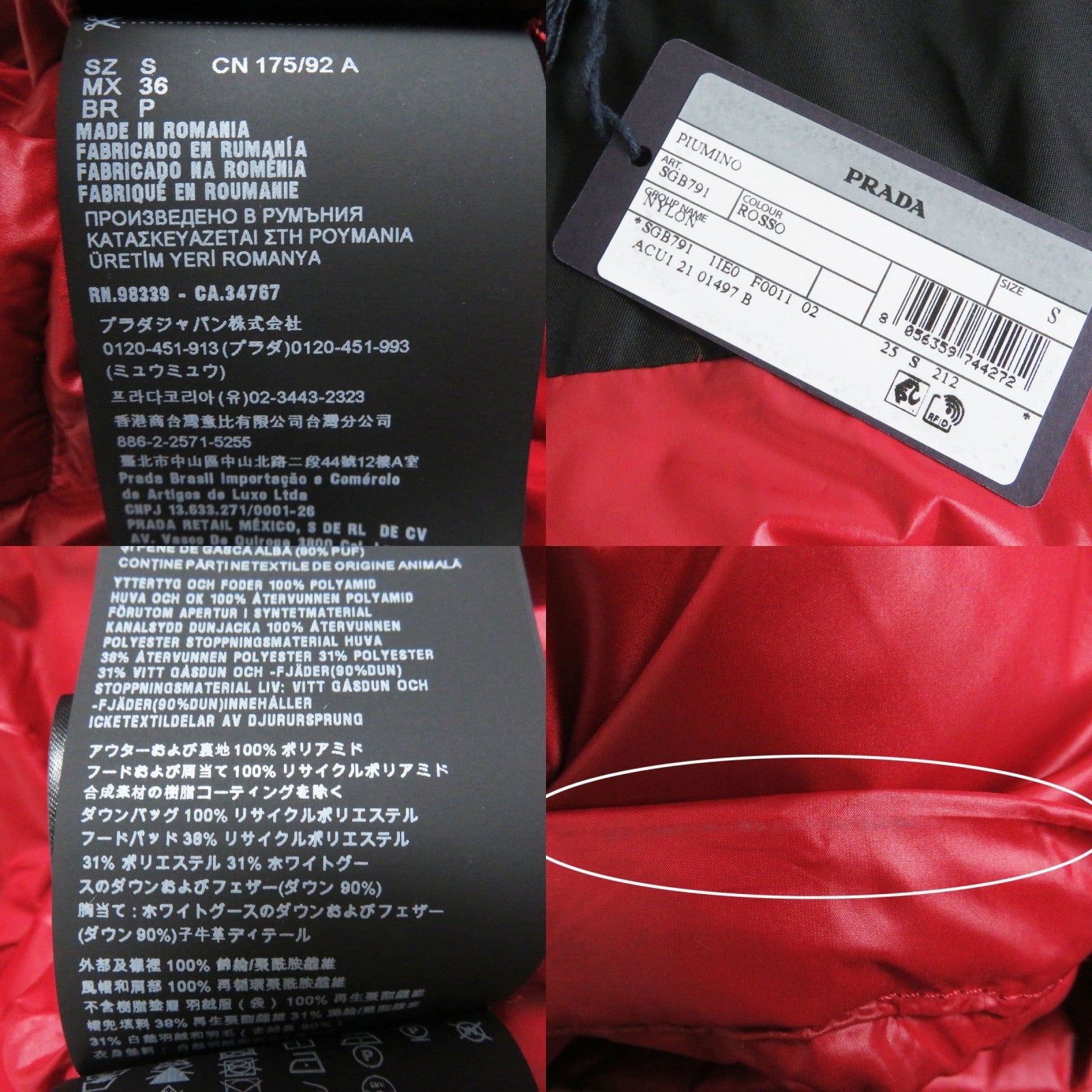 Prada S Triangle Logo Hooded Down Jacket SGB791