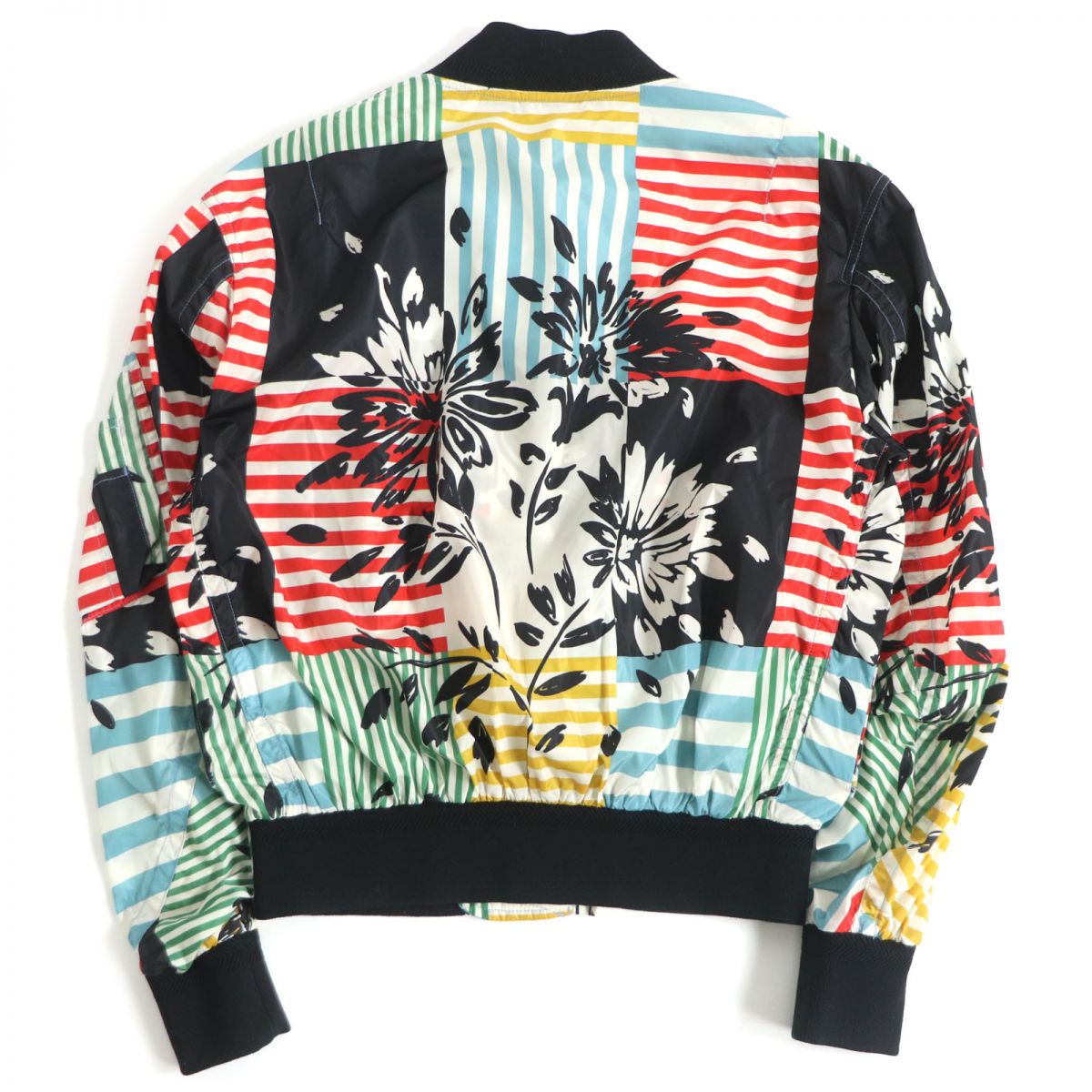 Burberry Floral Striped Nylon Blouson Jacket Multicolor