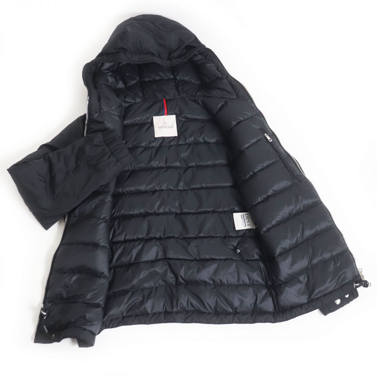 Moncler Logo Patch Hooded Down Jacket Black