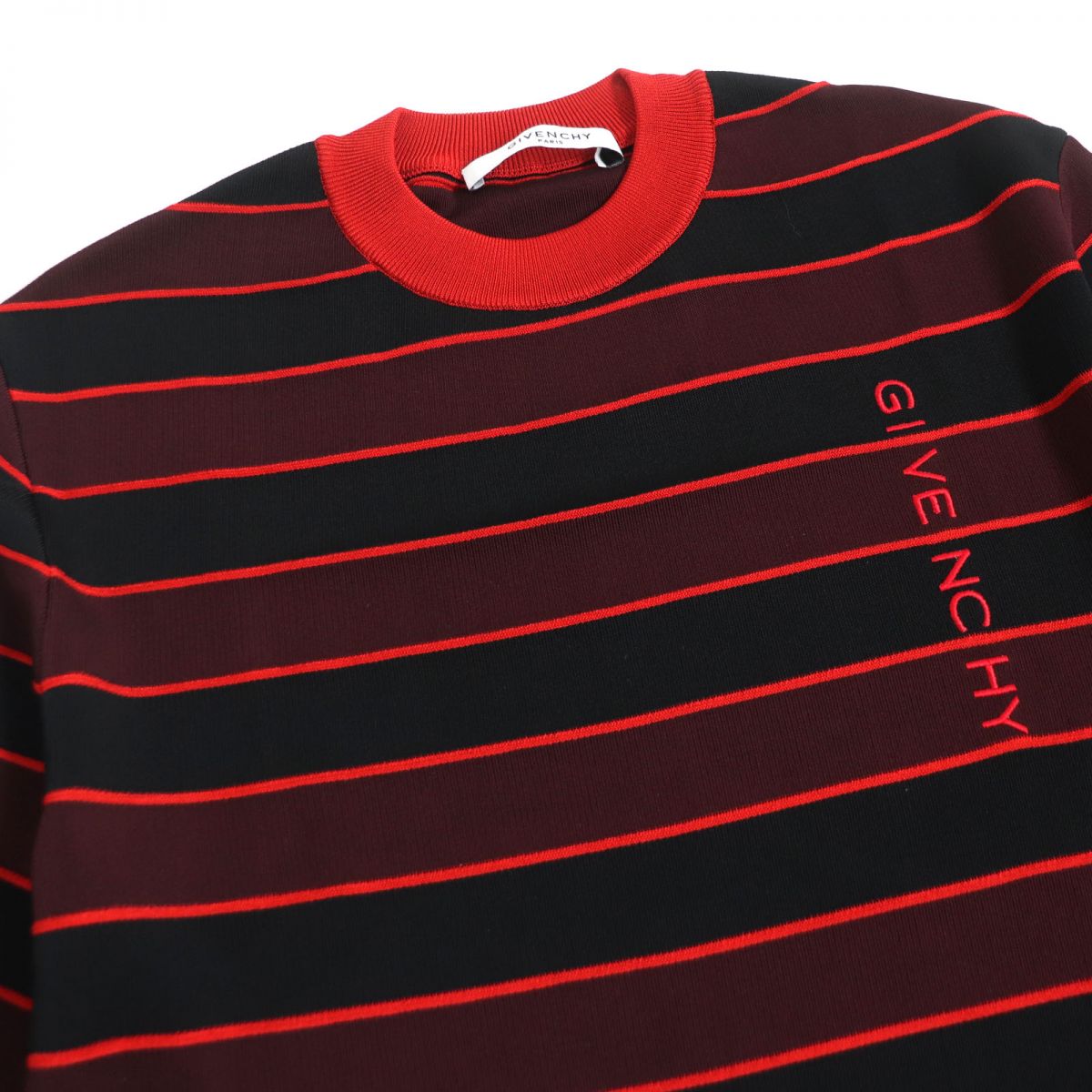 Givenchy XS Logo Embroidery Mock Neck Knit Tee