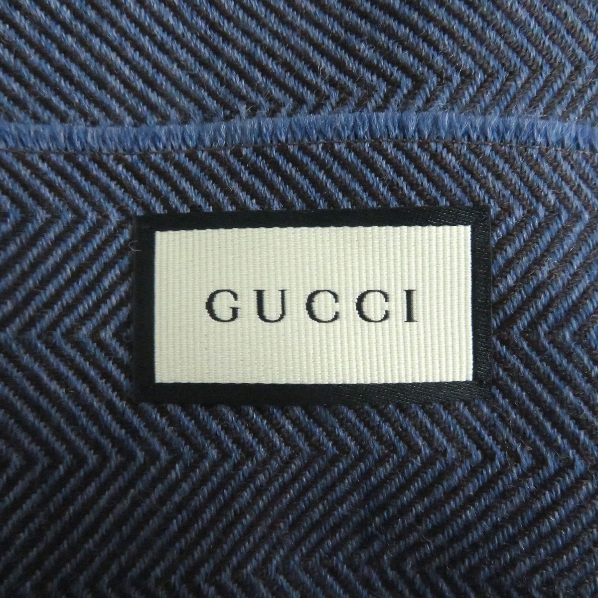 Gucci Wool Crest Logo Herringbone Scarf/Shawl