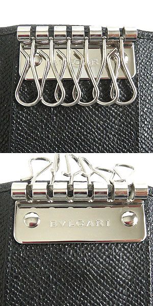 BVLGARI Grained Calf Leather 6-Ring Key Holder