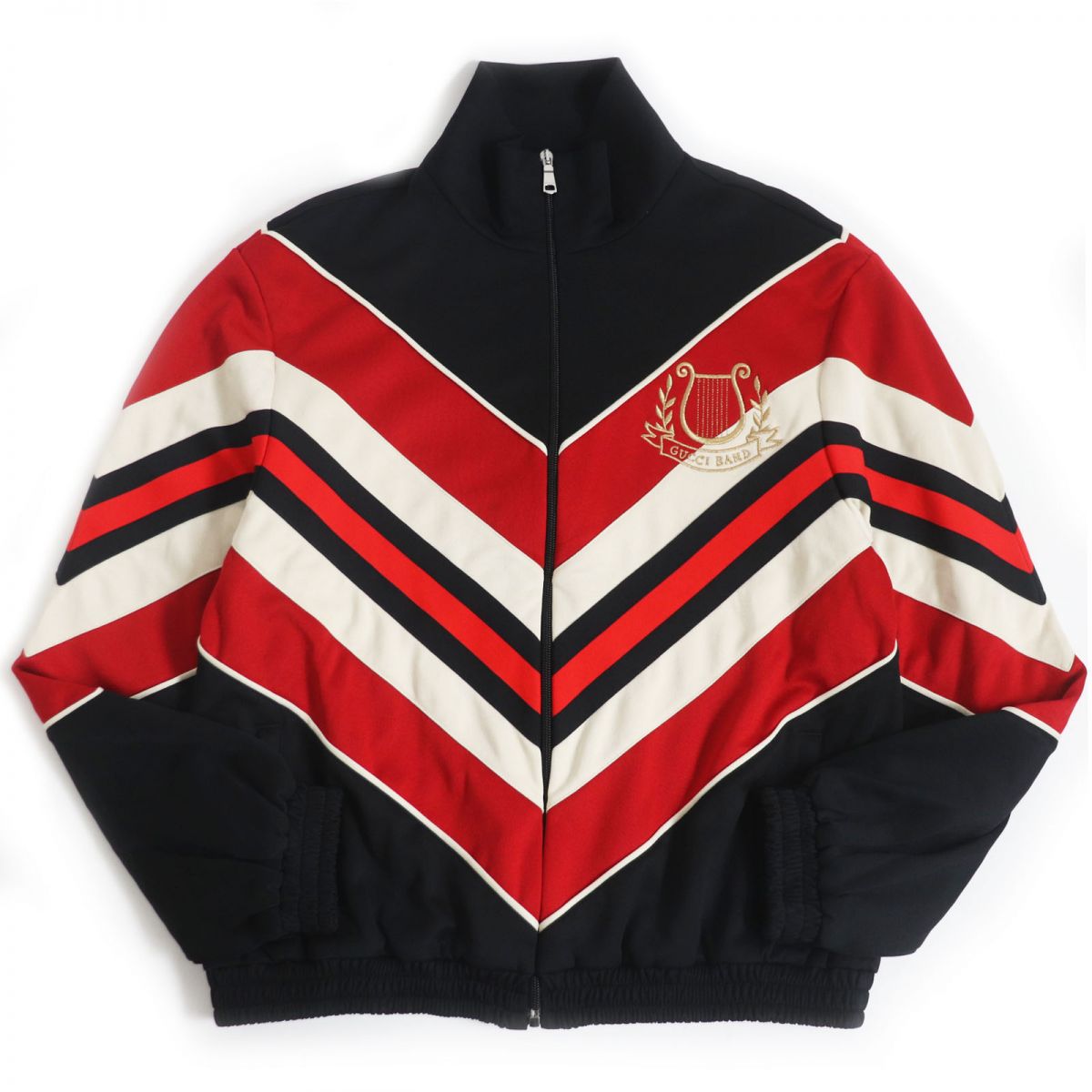 GUCCI Logo Embroidery Zip-Up Track Jacket Black S