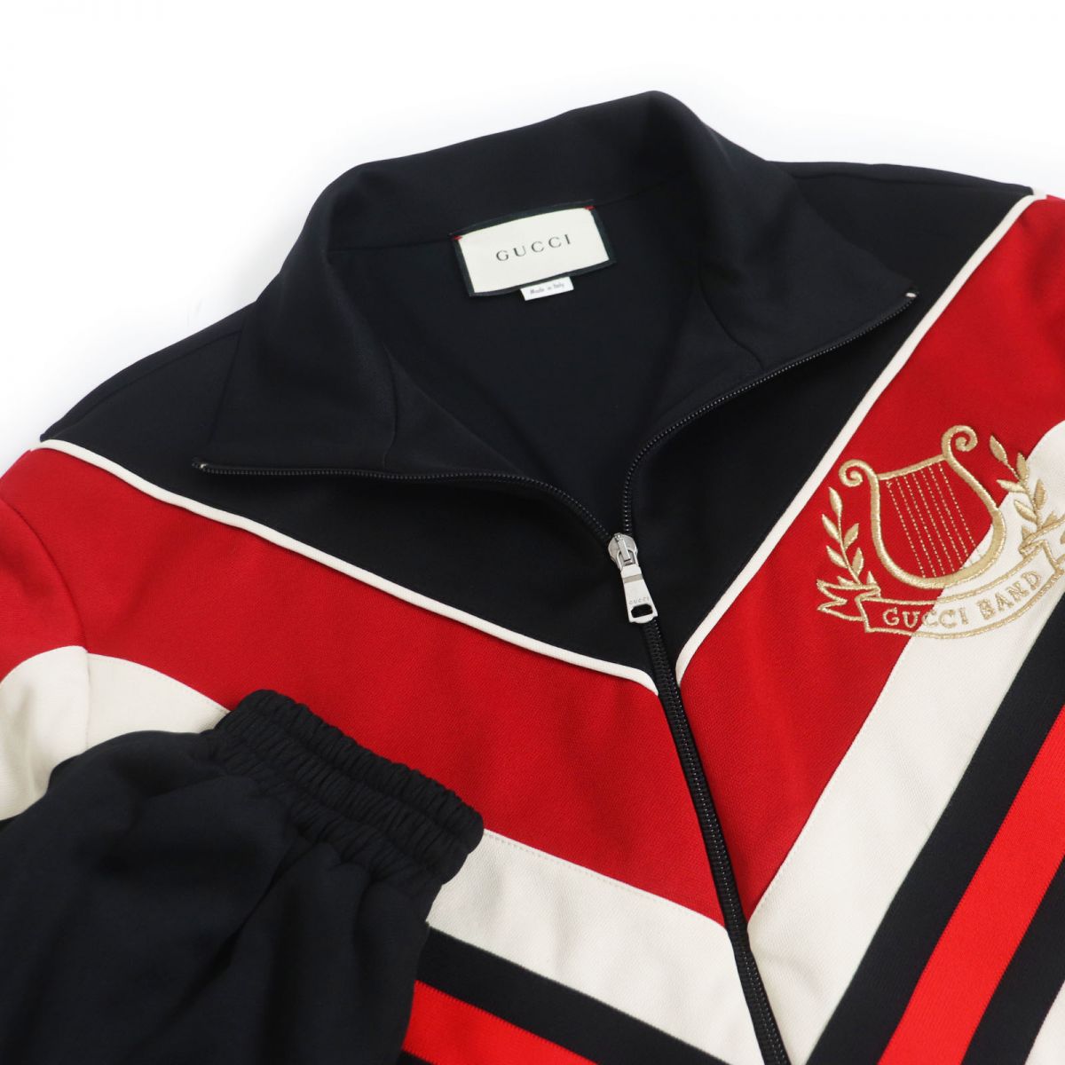 GUCCI Logo Embroidery Zip-Up Track Jacket Black S