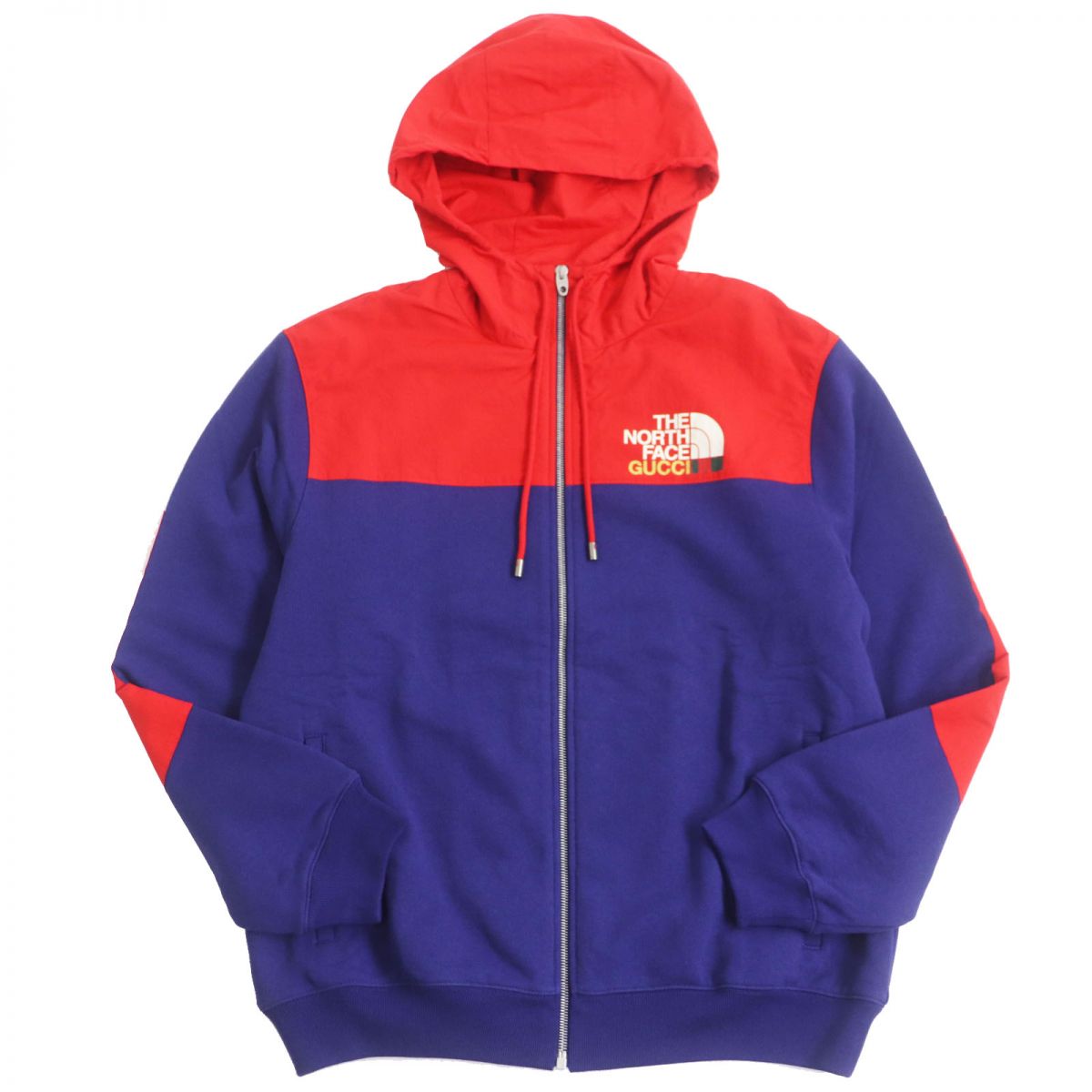 Gucci x The North Face Nylon Zip Hoodie Blue/Red S