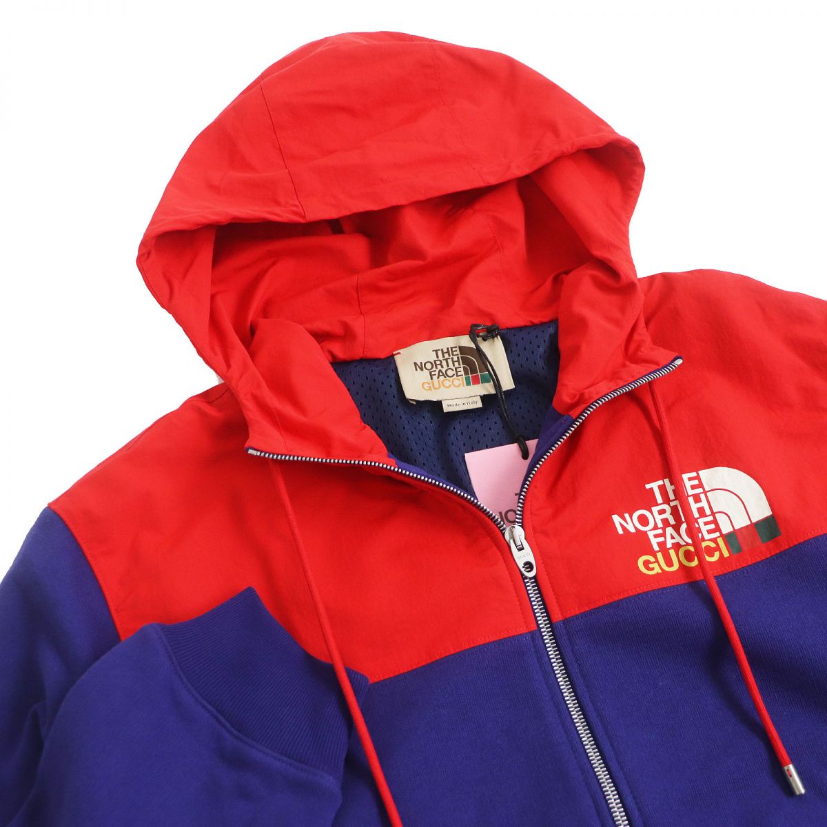 Gucci x The North Face Nylon Zip Hoodie Blue/Red S