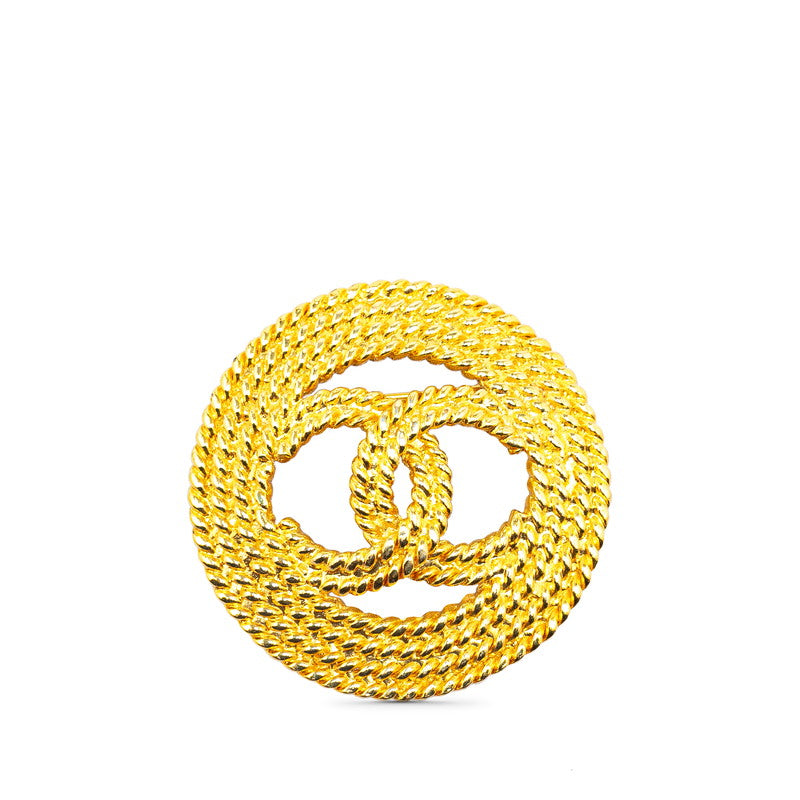 Chanel Vintage Coco Mark Circle Brooch Gold Plated in Great Condition