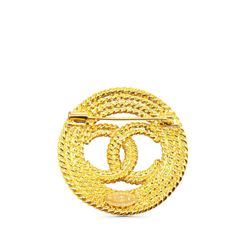 Chanel Vintage Coco Mark Circle Brooch Gold Plated in Great Condition