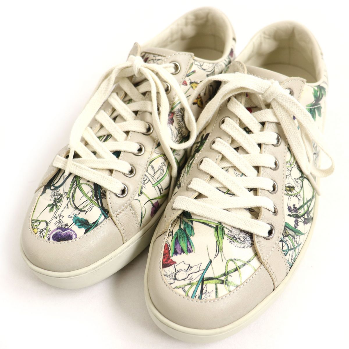 Gucci Floral Leather Sneakers Off-white