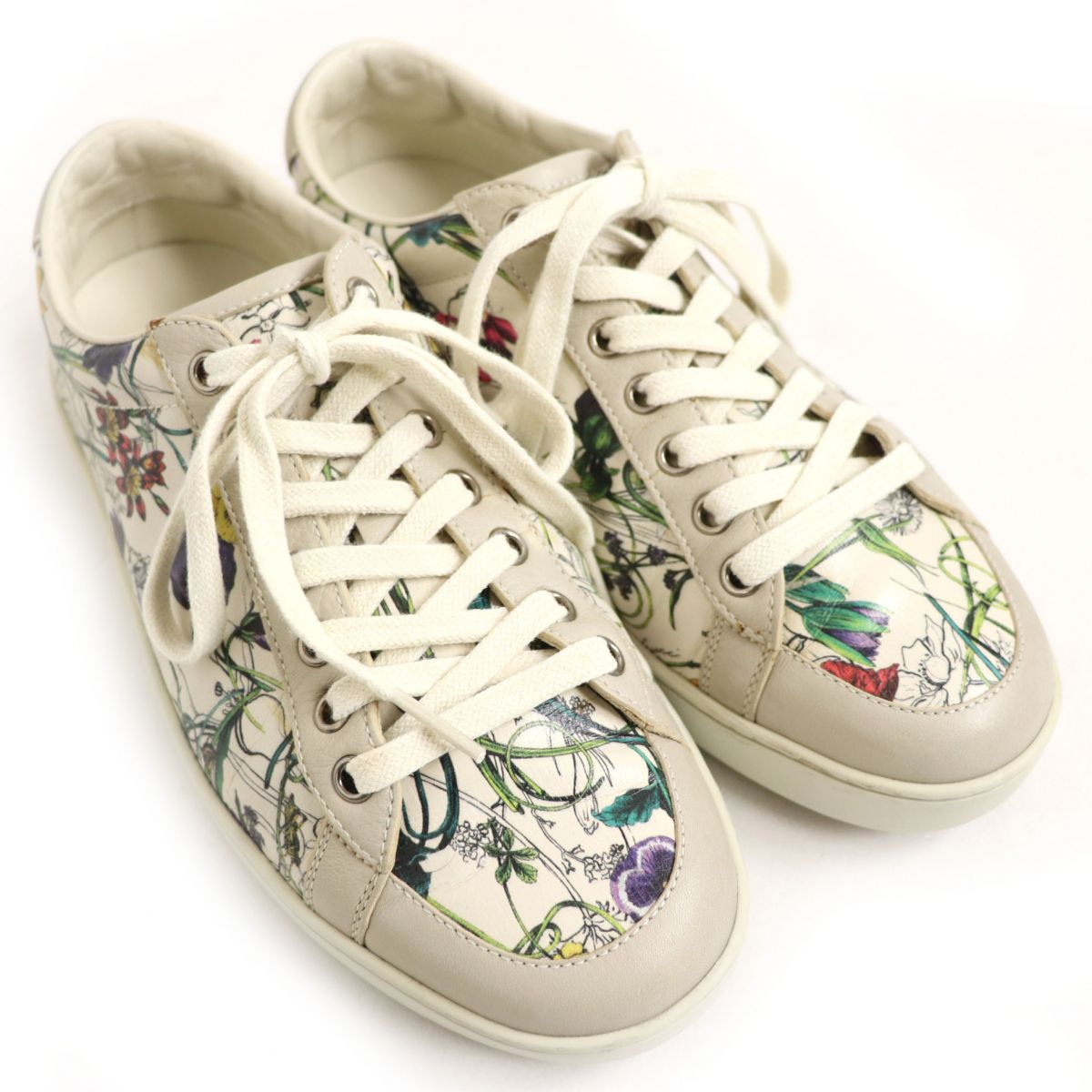 Gucci Floral Leather Sneakers Off-white