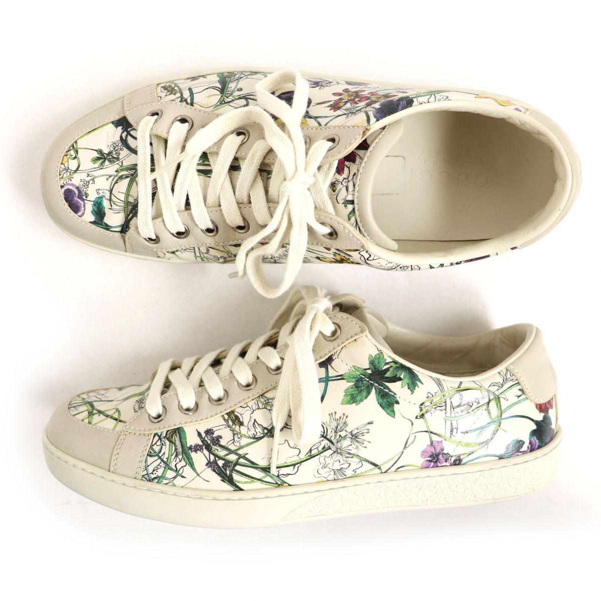 Gucci Floral Leather Sneakers Off-white