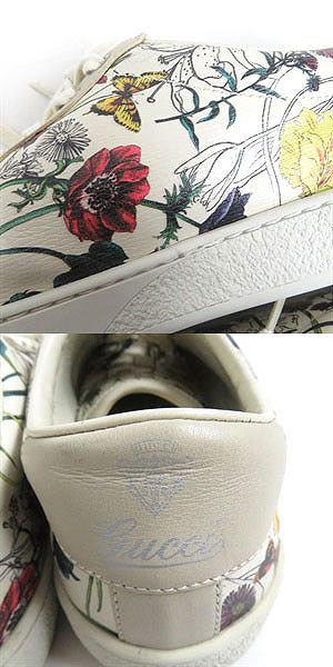 Gucci Floral Leather Sneakers Off-white