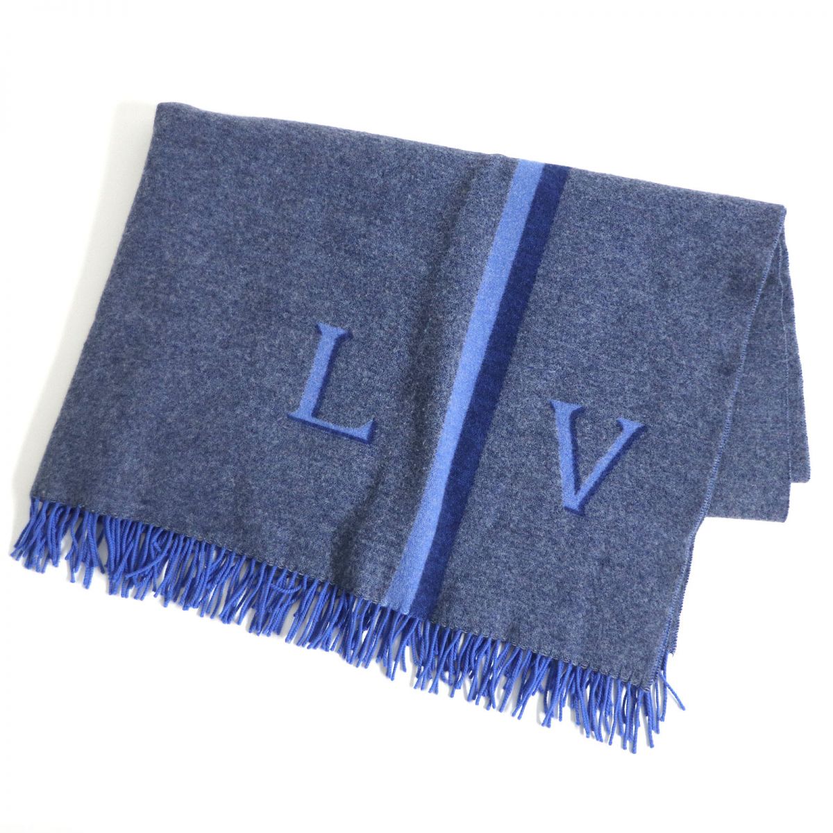 Louis Vuitton Wool Cashmere Fringe Blanket Shawl