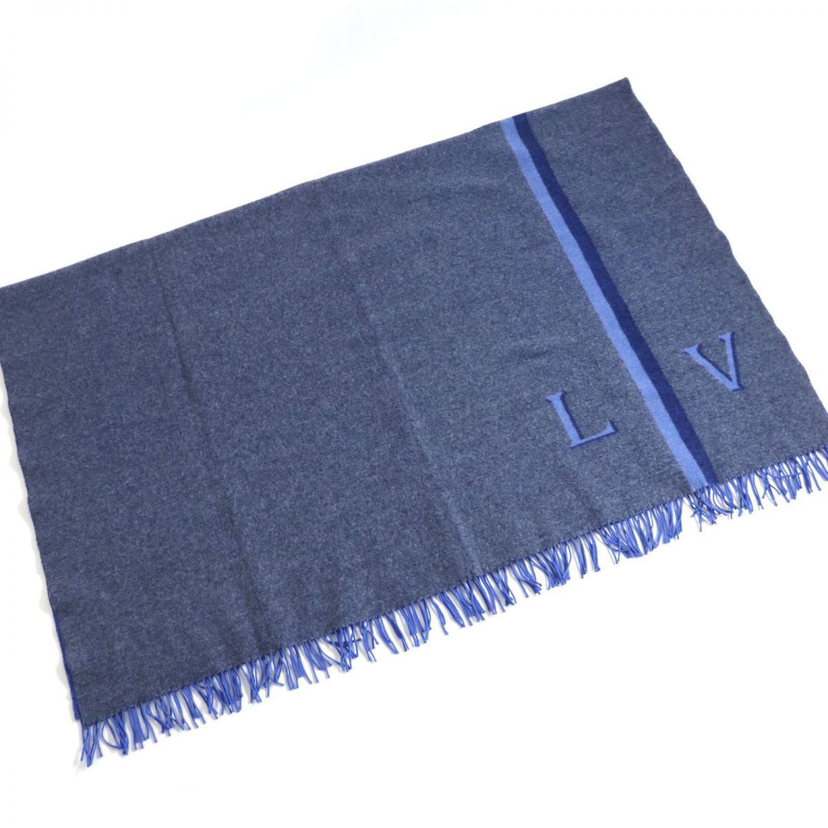 Louis Vuitton Wool Cashmere Fringe Blanket Shawl