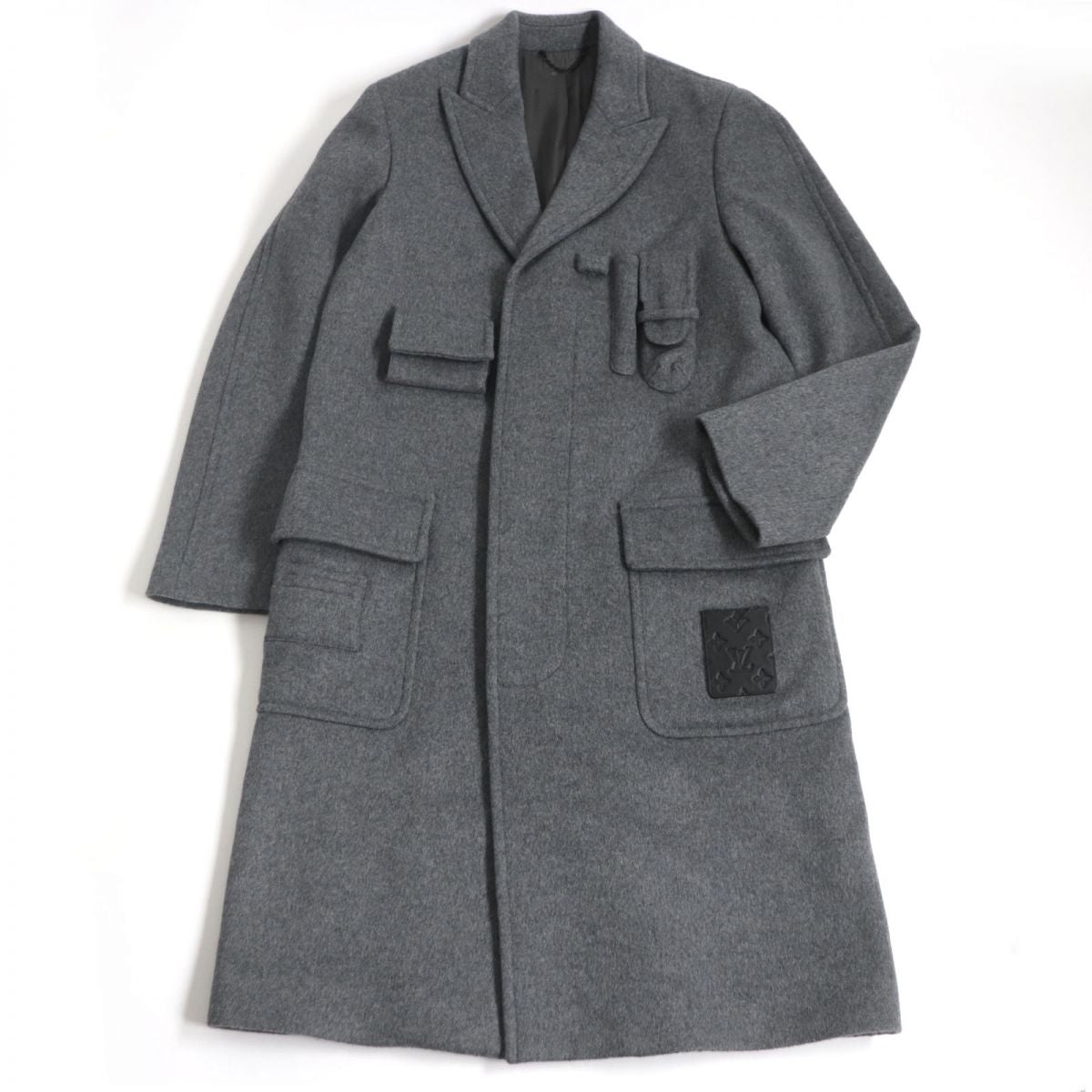 Louis Vuitton Wool Coat Gray 46 Multi-pocket