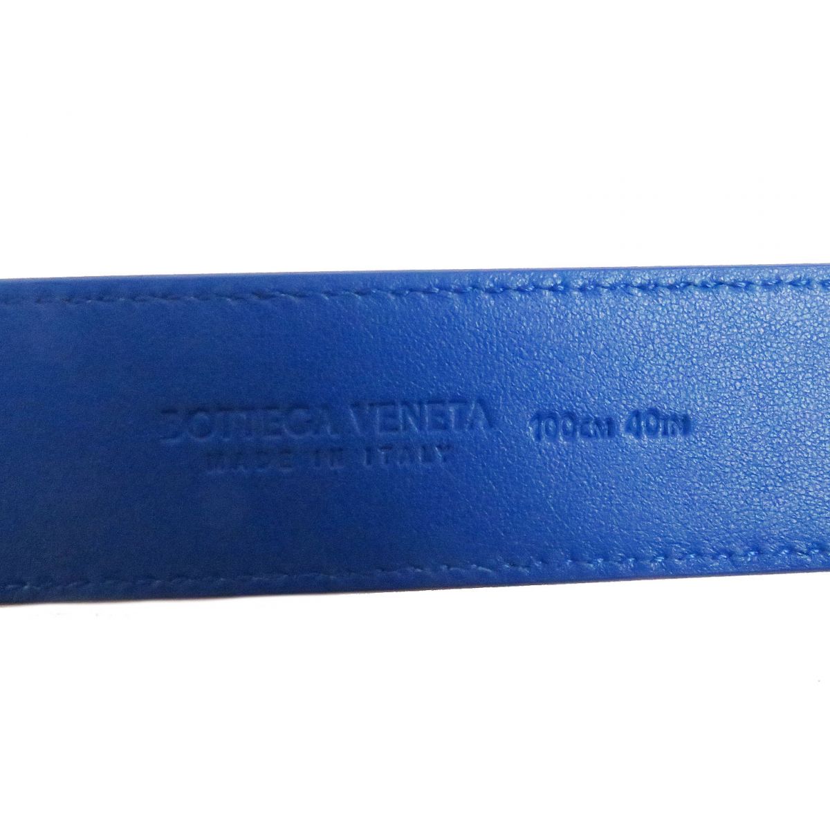 Bottega Veneta Leather Belt Silver Buckle Blue