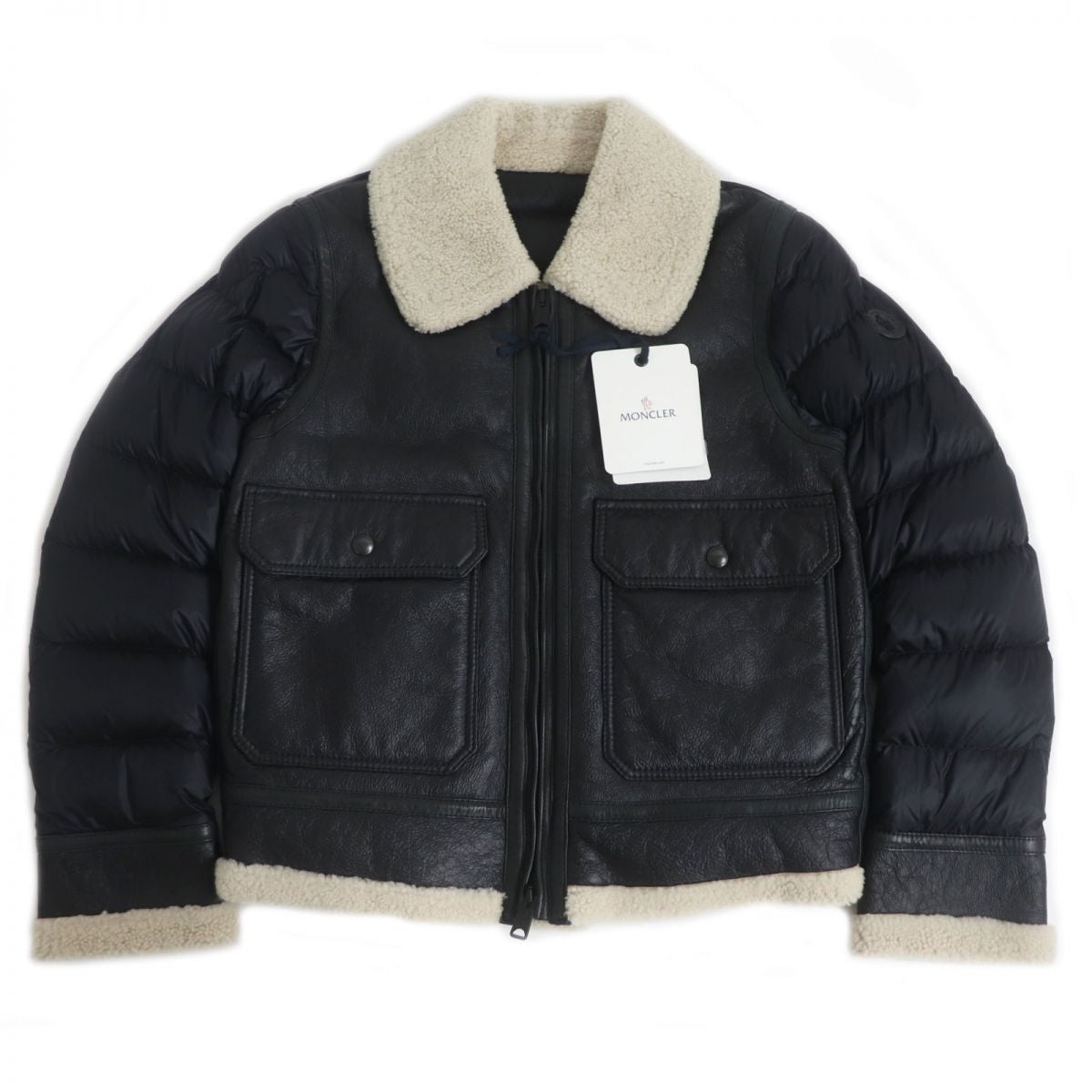 Moncler LAREDO GIUBBOTTO Leather Shearling Down Jacket