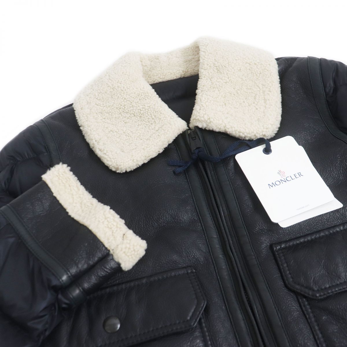 Moncler LAREDO GIUBBOTTO Leather Shearling Down Jacket