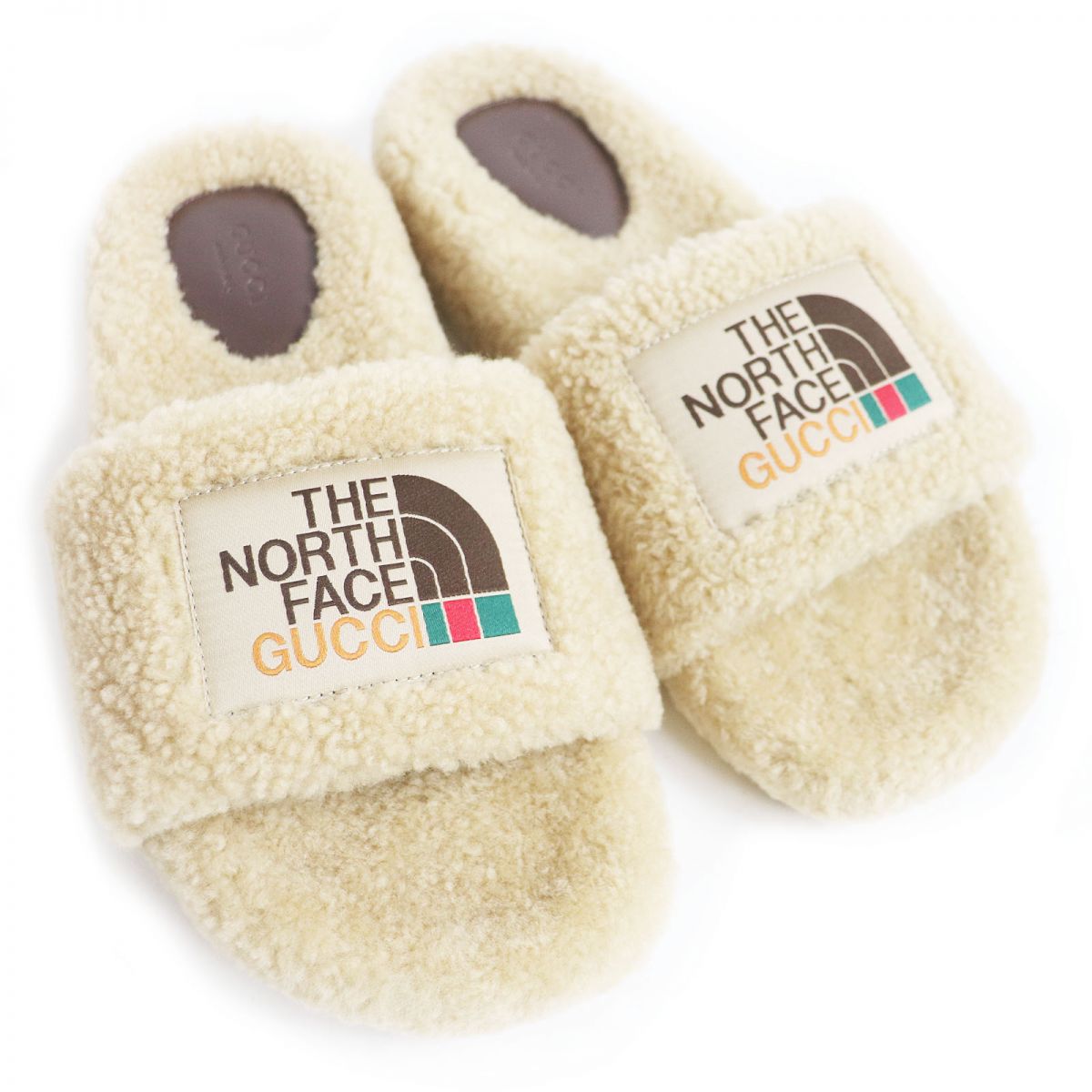 Gucci x The North Face Mouton Boa Sandals Beige