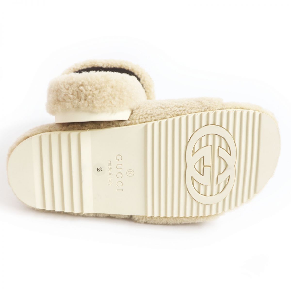 Gucci x The North Face Mouton Boa Sandals Beige