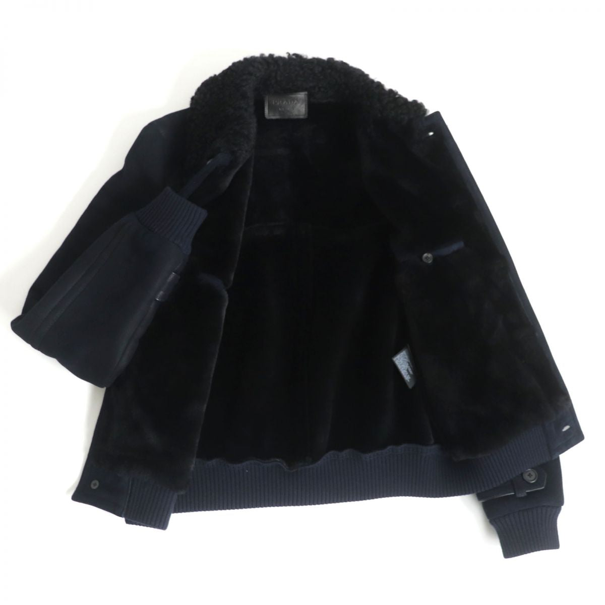 Prada Shearling Jacket Dark Navy 44