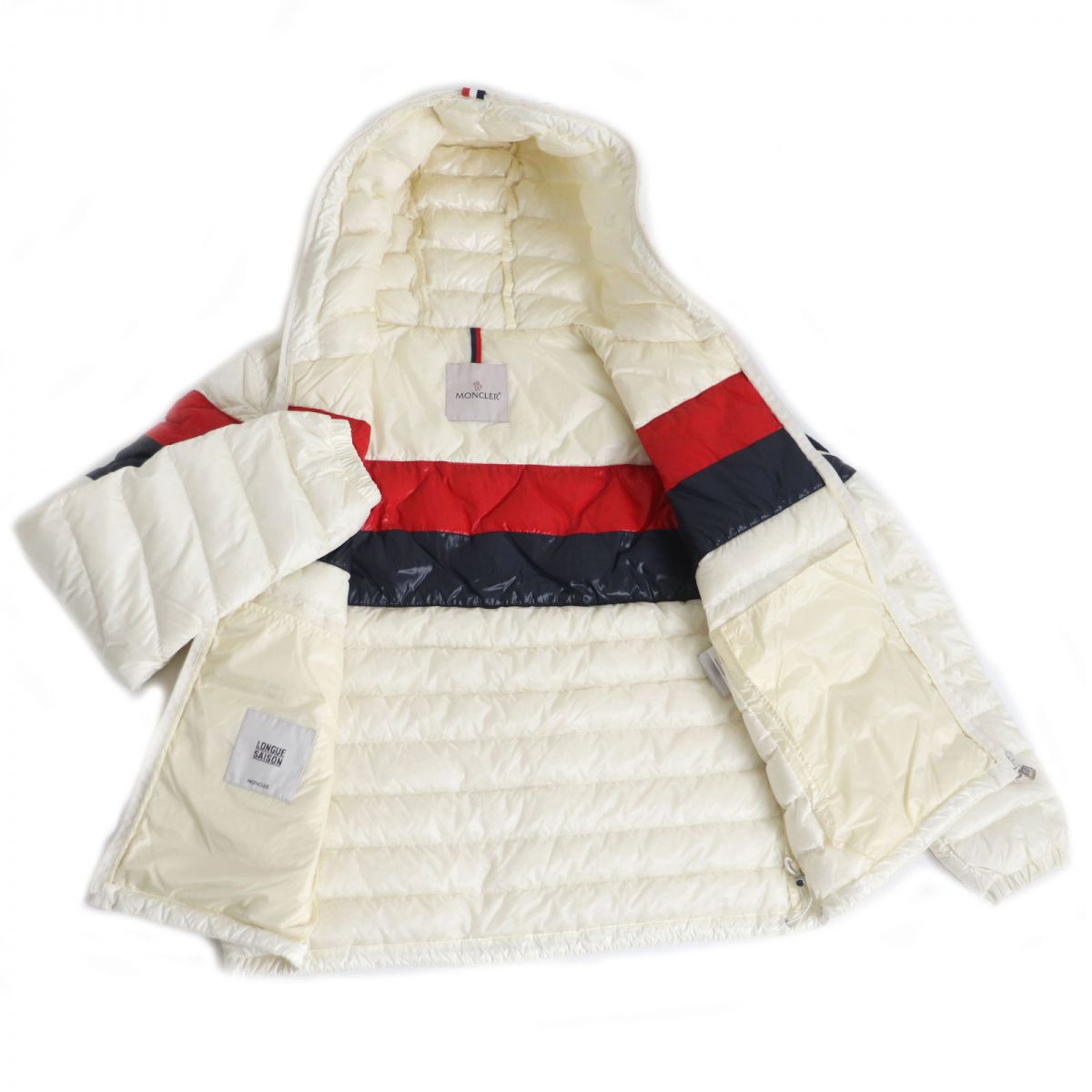 Moncler GAUDIN Logo Hooded Down Jacket Ivory