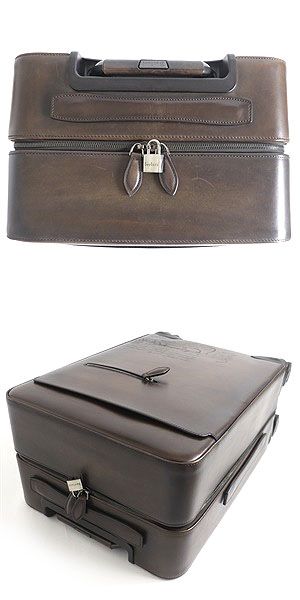 Berluti Venezia Leather Rolling Suitcase