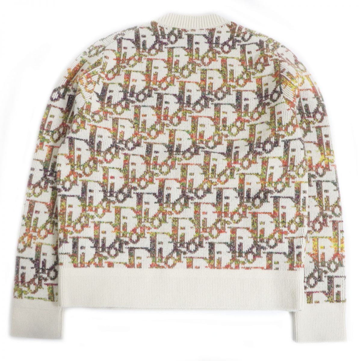 Dior Oblique Logo Wool Jacquard Sweater Ivory L