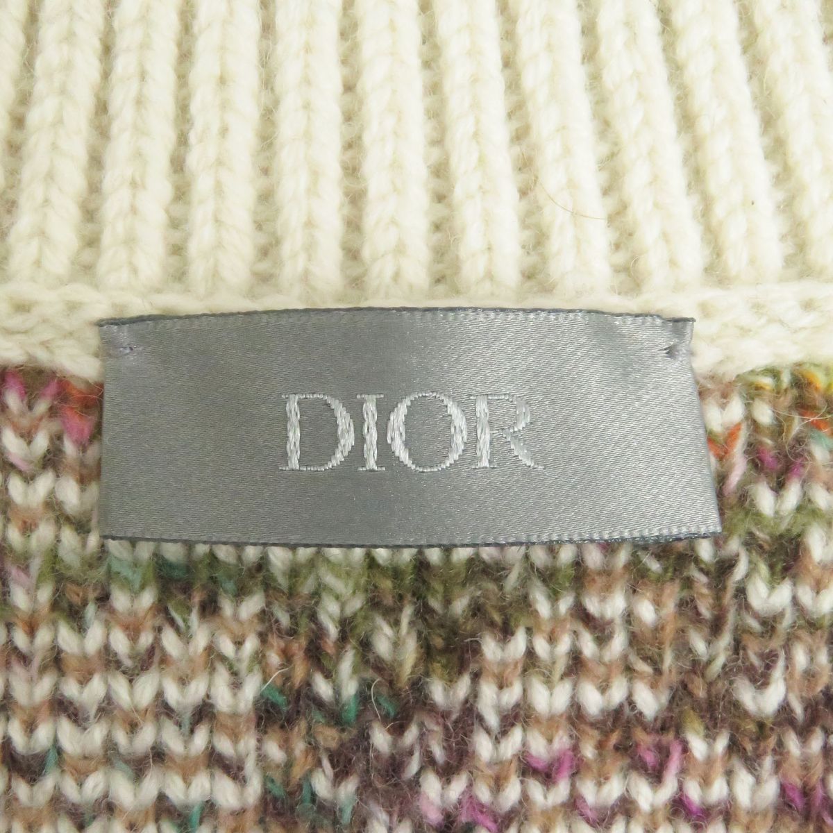 Dior Oblique Logo Wool Jacquard Sweater Ivory L