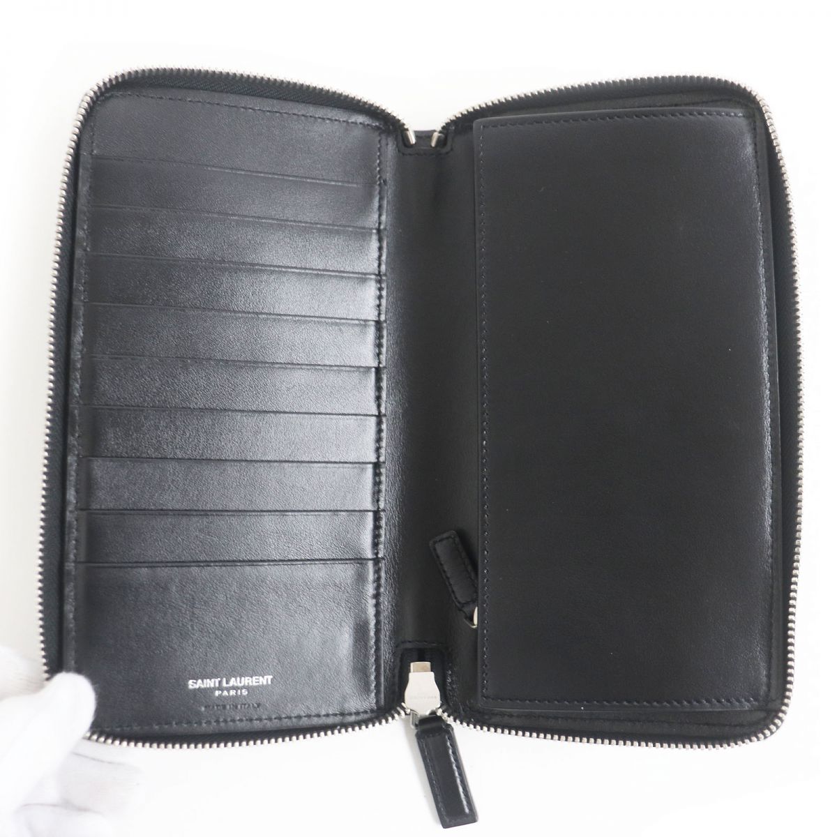 Saint Laurent Leather Long Wallet Black