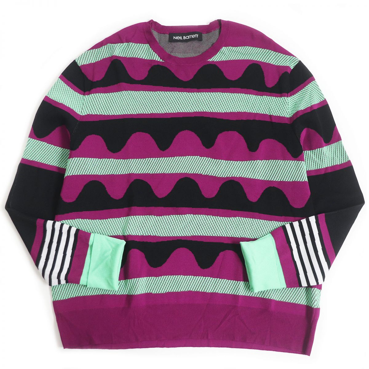 NEIL BARRETT Crew Neck Knit Sweater Purple S